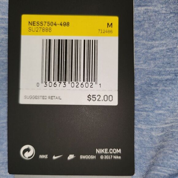 NWT Men's Nike Dri-Fit 'Dry' Long Sleeve T-Shirt Heather Lt Blue Medium - Picture 8 of 8